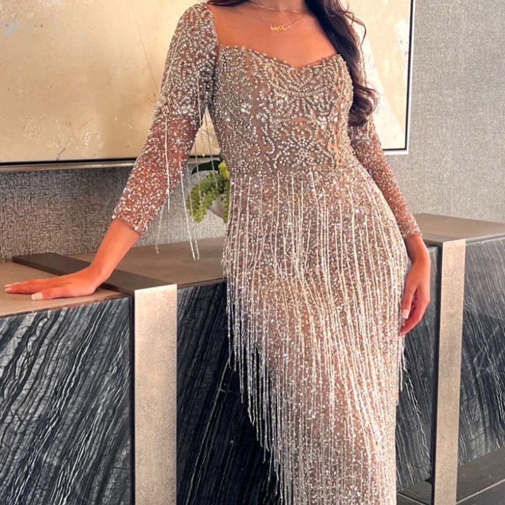 Samira Long Sleeve Beaded Dress
